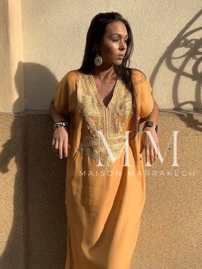 Mustard Yellow Gold Marine Kaftan Caftan & Loungewear,Mustard Yellow Gold Marine Kaftan Caftan & Loungewear