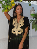 Black with Gold Embroidery Marrakech Resort Kaftan -Moroccan Kaftan