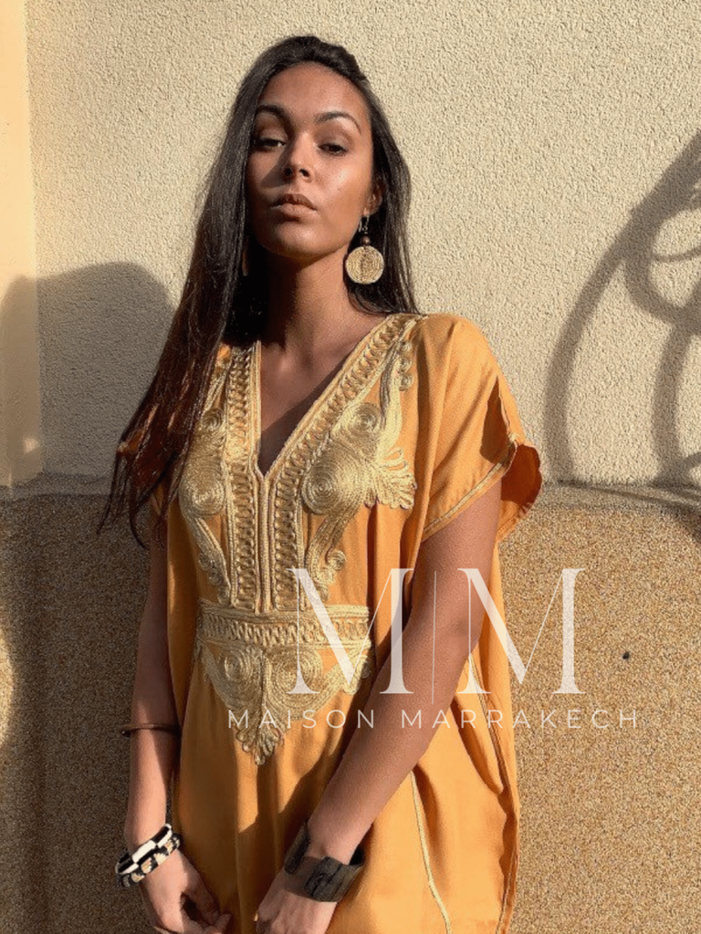 Mustard Yellow Gold Marine Kaftan Caftan & Loungewear,Mustard Yellow Gold Marine Kaftan Caftan & Loungewear