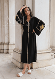 Adriana Black Gold Moroccan Cotton Embroidery Kaftan Caftan,Adriana Black Gold Moroccan Cotton Embroidery Kaftan Caftan