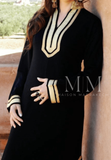 Black Kaftan Mariam Style - Moroccan Embroidered Cotton Kaftan,Black Kaftan Mariam Style - Moroccan Embroidered Cotton Kaftan