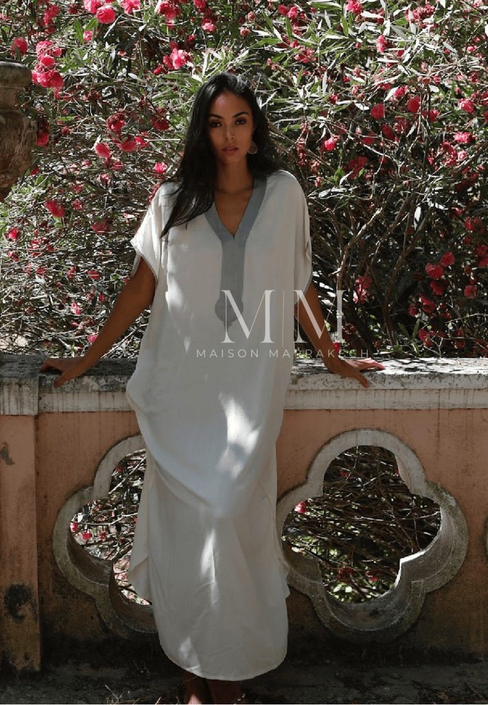 White Silver Marrakech Gandora -home dress, resort dress,White Silver Marrakech Gandora -home dress, resort dress