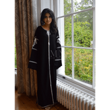 Black White Floral Adriana Cotton Embroidery Kaftan Caftan,Black White Floral Adriana Cotton Embroidery Kaftan Caftan