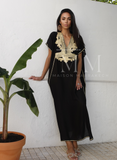 Black with Gold Marrakech Resort Lounge Wear Caftan Kaftan