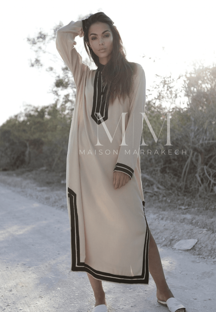 Beige Black Mariam Resort Lounge Kaftan Caftan- Moroccan Kaftan, Vacation, Holiday dress,Beige Black Mariam Resort Lounge Kaftan Caftan- Moroccan Kaftan, Vacation, Holiday dress