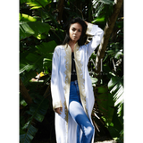 White & Gold Leyla Kimono Long Jacket,White & Gold Leyla Kimono Long Jacket