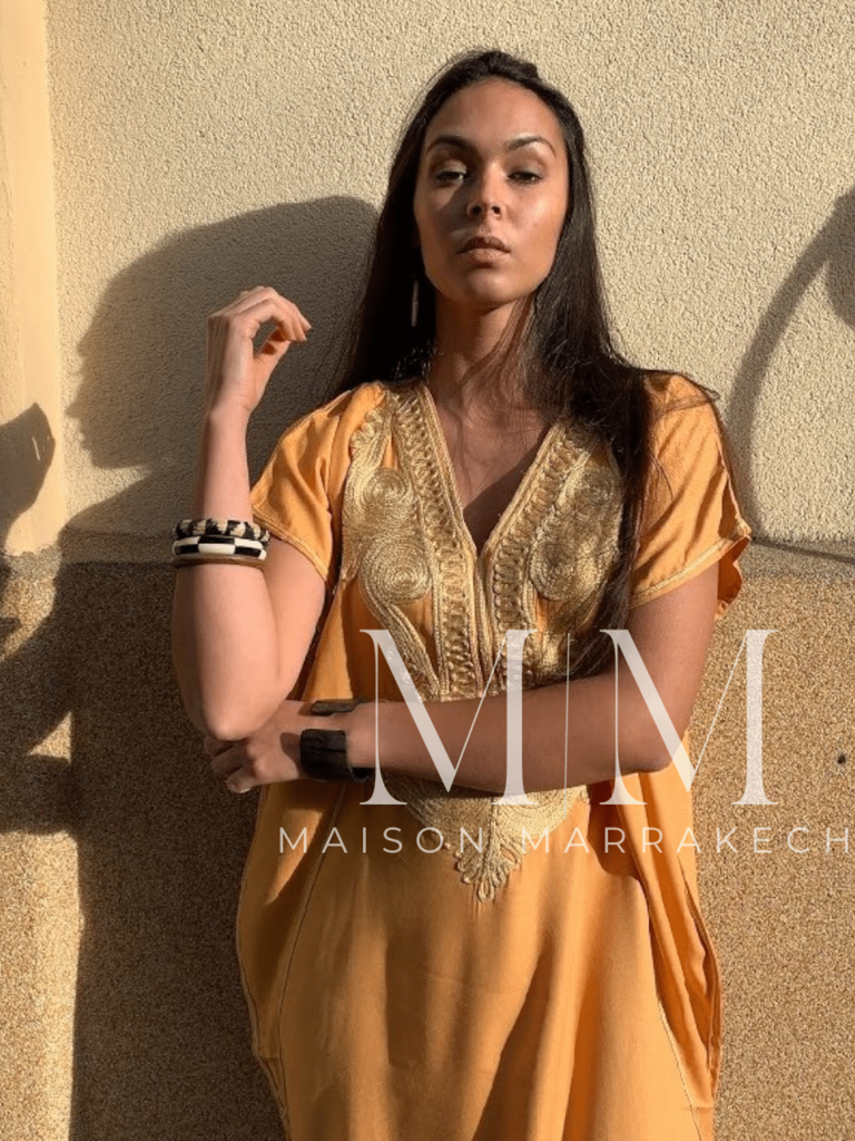 Mustard Yellow Gold Marine Kaftan Caftan & Loungewear,Mustard Yellow Gold Marine Kaftan Caftan & Loungewear