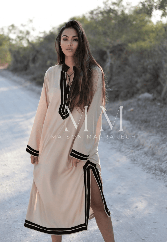 Beige Black Mariam Resort Lounge Kaftan Caftan- Moroccan Kaftan, Vacation, Holiday dress,Beige Black Mariam Resort Lounge Kaftan Caftan- Moroccan Kaftan, Vacation, Holiday dress