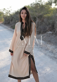 Beige Black Mariam Resort Lounge Kaftan Caftan- Moroccan Kaftan, Vacation, Holiday dress