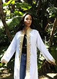 White & Gold Leyla Kimono Long Jacket