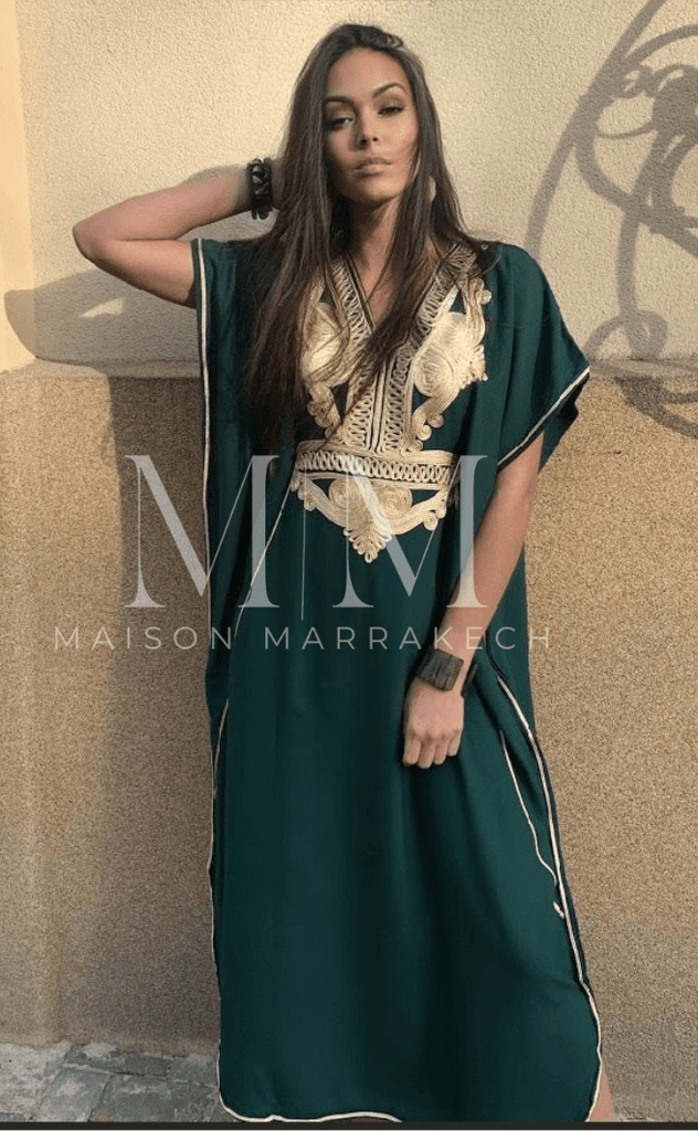 Dark Green Gold Marrakech Kaftan Caftan & Loungewear,Dark Green Gold Marrakech Kaftan Caftan & Loungewear