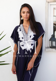 Navy Blue Silver Marrakech Resort Kaftan Caftan-Moroccan Kaftan