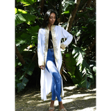 White & Gold Leyla Kimono Long Jacket,White & Gold Leyla Kimono Long Jacket