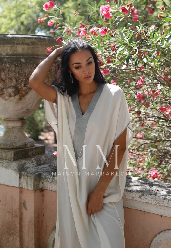 White Silver Marrakech Gandora -home dress, resort dress,White Silver Marrakech Gandora -home dress, resort dress