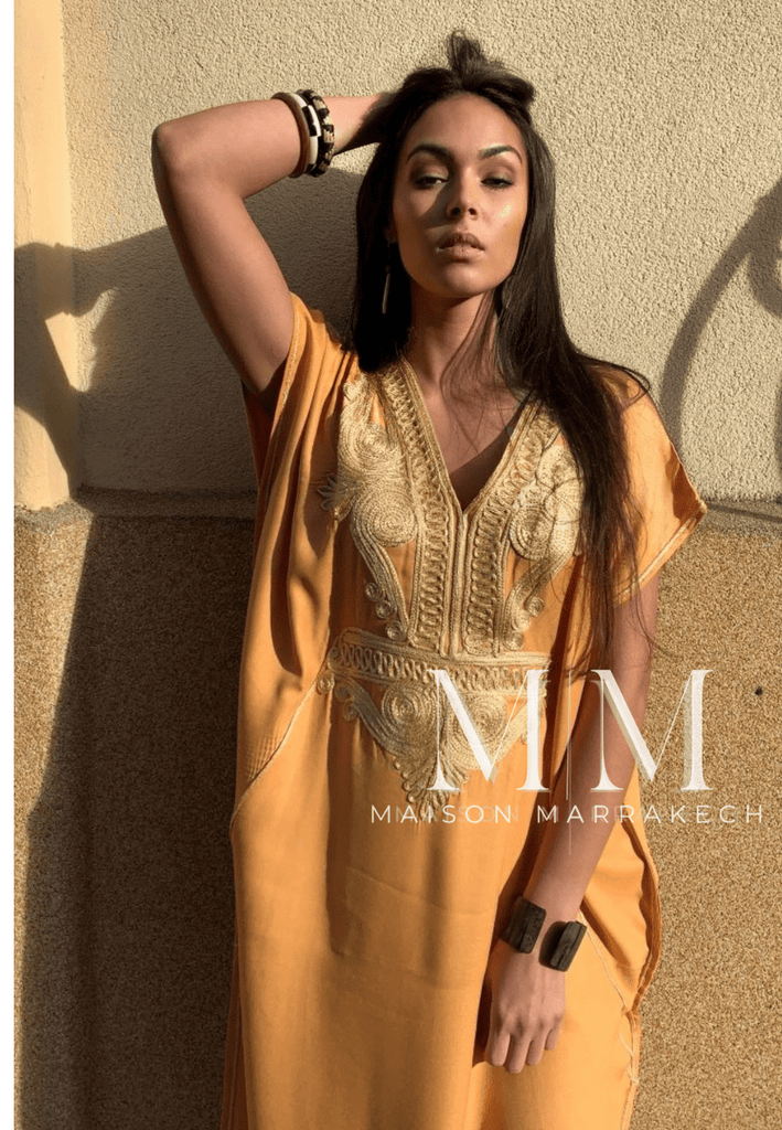 Mustard Yellow Gold Marine Kaftan Caftan & Loungewear,Mustard Yellow Gold Marine Kaftan Caftan & Loungewear