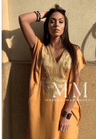 Mustard Yellow Gold Marine Kaftan Caftan & Loungewear,Mustard Yellow Gold Marine Kaftan Caftan & Loungewear