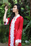 Red & White Karima Kaftan Caftan-Moroccan Kaftan,Red & White Karima Kaftan Caftan-Moroccan Kaftan