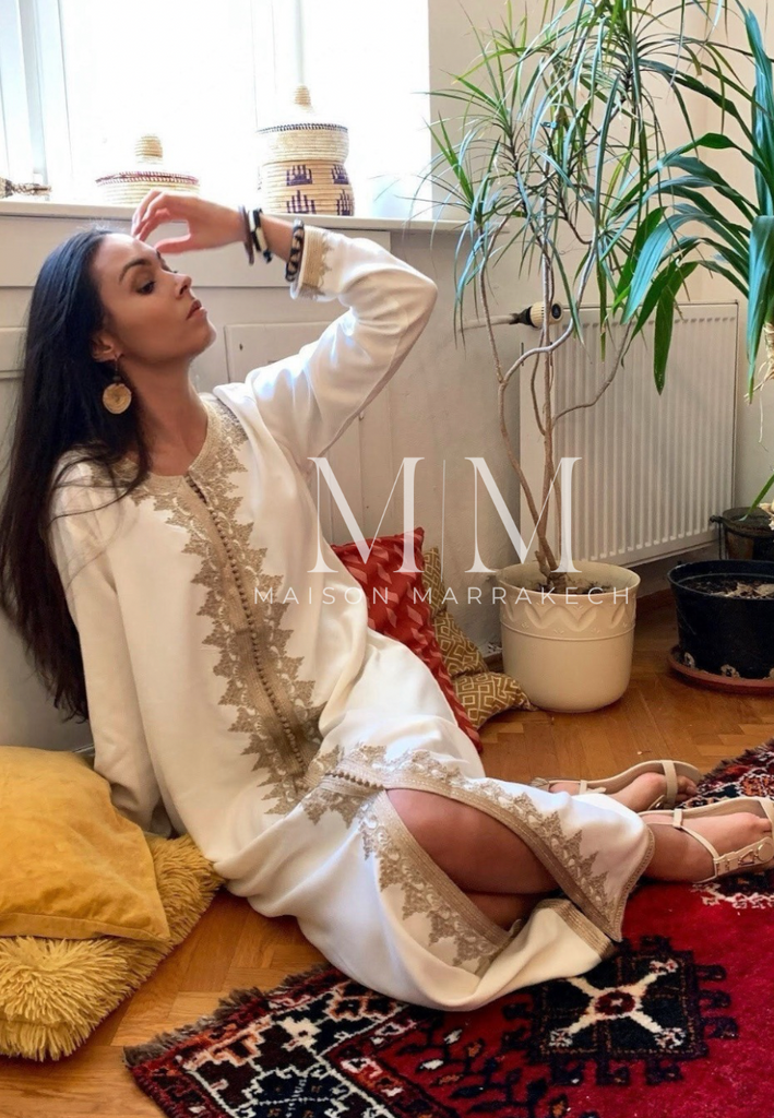 Cream Karima Kaftan Caftan-Moroccan Kaftan