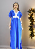 Blue Kaftan Maxi Dress Marine Style