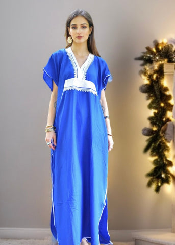 Blue Kaftan Maxi Dress Marine Style