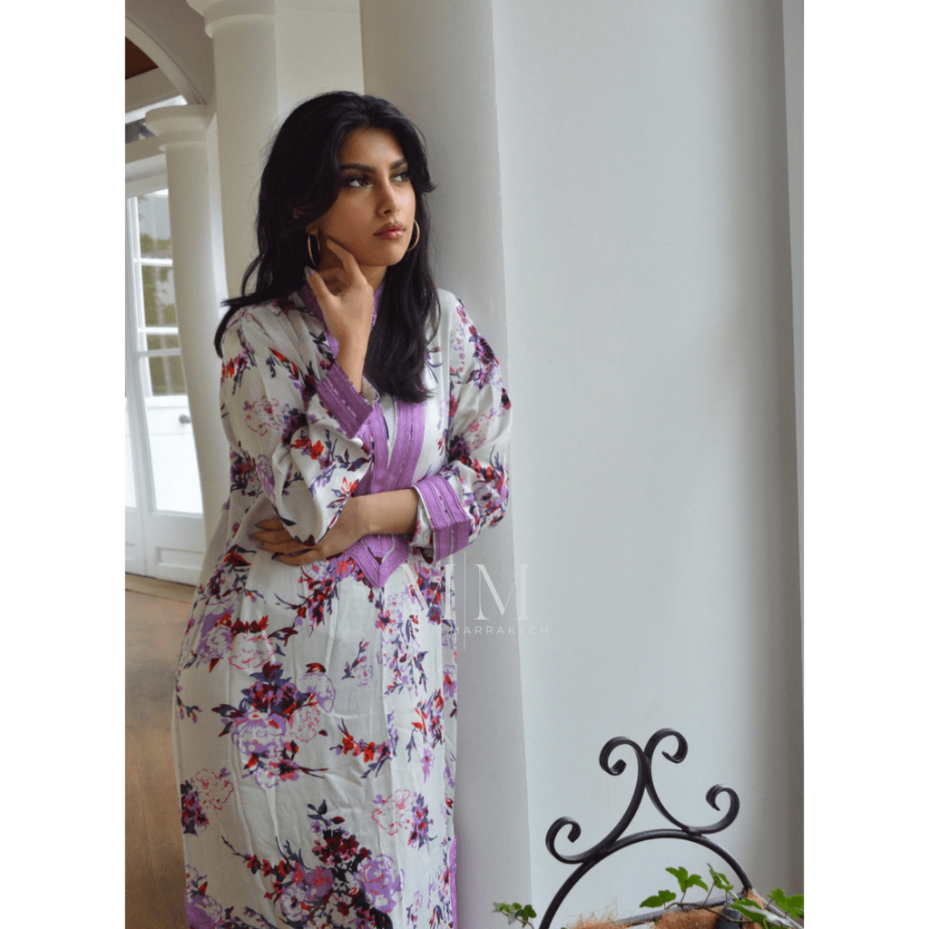 Lilac Floral Beach Lounge Kaftan Caftan,Lilac Floral Beach Lounge Kaftan Caftan