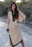 Beige Black Mariam Resort Lounge Kaftan Caftan- Moroccan Kaftan, Vacation, Holiday dress