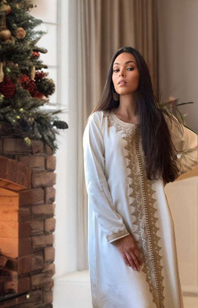 Cream Karima Kaftan Caftan-Moroccan Kaftan