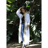 White & Gold Leyla Kimono Long Jacket,White & Gold Leyla Kimono Long Jacket