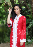 Red & White Karima Kaftan Caftan-Moroccan Kaftan,Red & White Karima Kaftan Caftan-Moroccan Kaftan