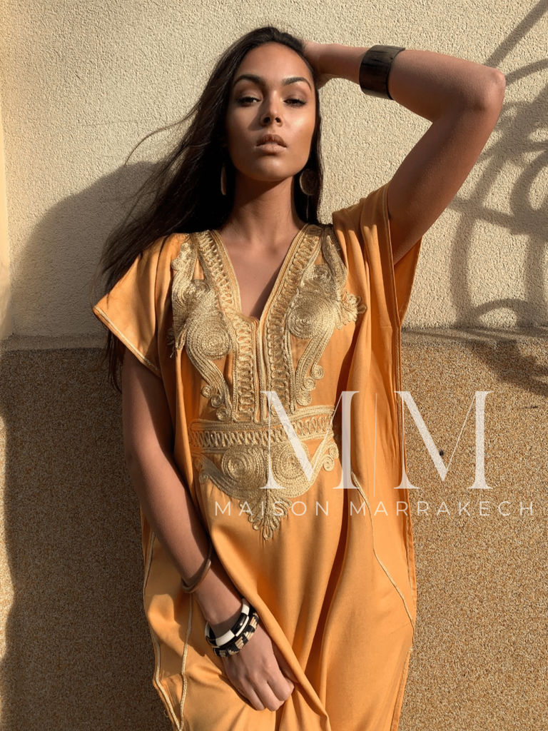 Mustard Yellow Gold Marine Kaftan Caftan & Loungewear,Mustard Yellow Gold Marine Kaftan Caftan & Loungewear