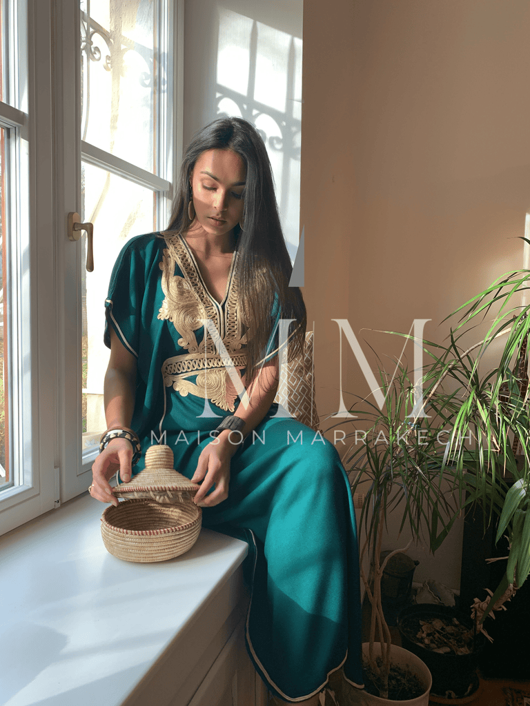 Dark Green Gold Marrakech Kaftan Caftan & Loungewear,Dark Green Gold Marrakech Kaftan Caftan & Loungewear