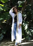 White & Gold Leyla Kimono Long Jacket