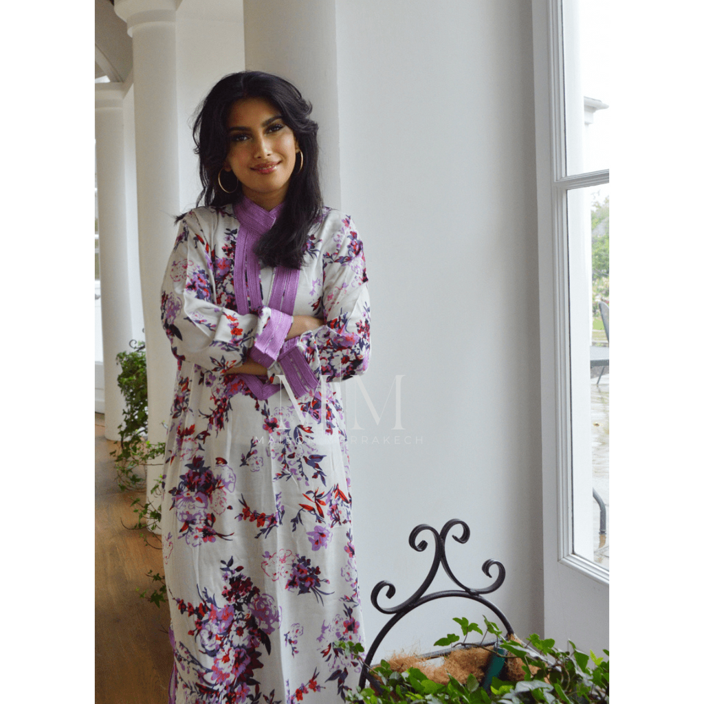 Lilac Floral Beach Lounge Kaftan Caftan,Lilac Floral Beach Lounge Kaftan Caftan