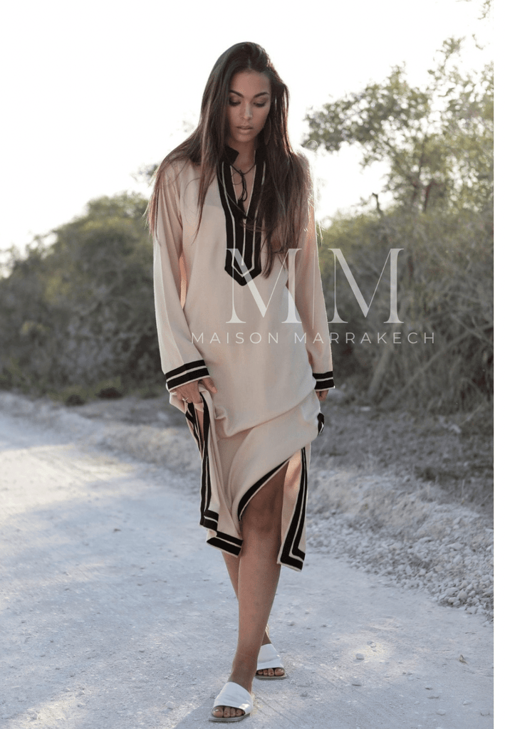 Beige Black Mariam Resort Lounge Kaftan Caftan- Moroccan Kaftan, Vacation, Holiday dress,Beige Black Mariam Resort Lounge Kaftan Caftan- Moroccan Kaftan, Vacation, Holiday dress