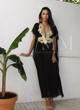 Black with Gold Embroidery Marrakech Resort Kaftan -Moroccan Kaftan