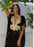 Black with Gold Embroidery Marrakech Resort Kaftan -Moroccan Kaftan