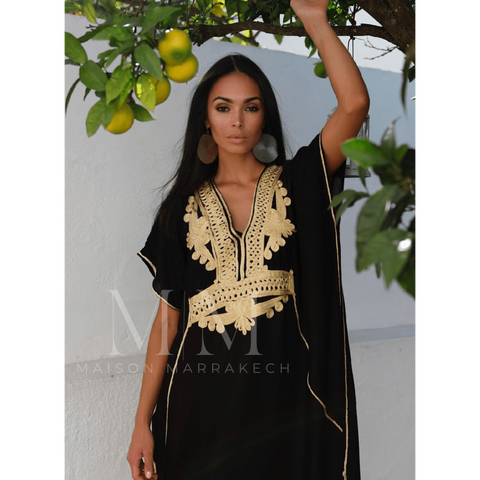 Black with Gold Marrakech Resort Lounge Wear Caftan Kaftan,Black with Gold Marrakech Resort Lounge Wear Caftan Kaftan