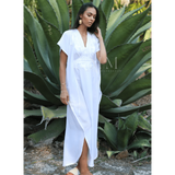 White & White Kaftan Maxi Dress Marrakech Style,White & White Kaftan Maxi Dress Marrakech Style