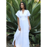 White & White Kaftan Maxi Dress Marrakech Style,White & White Kaftan Maxi Dress Marrakech Style