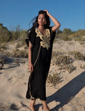 MM Black with Gold Embroidery Marrakech Resort Kaftan -Moroccan Kaftan