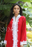 Red & White Karima Kaftan Caftan-Moroccan Kaftan