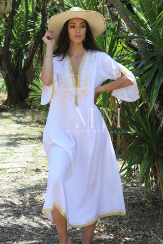 White Gold Caftan Kaftan Nadia Maxi Dress-moroccan kaftan