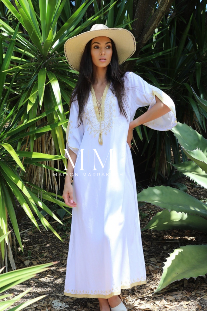 White Gold Caftan Kaftan Nadia Maxi Dress-moroccan kaftan