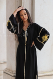 Adriana Black Gold Moroccan Cotton Embroidery Kaftan Caftan