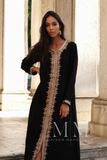 Black Beige Karima Kaftan Caftan-Moroccan Kaftan