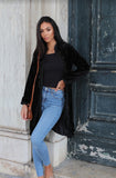 New Black Velvet Luxury Bohemian Jacket with Black Embroidery- bohemian Jacket