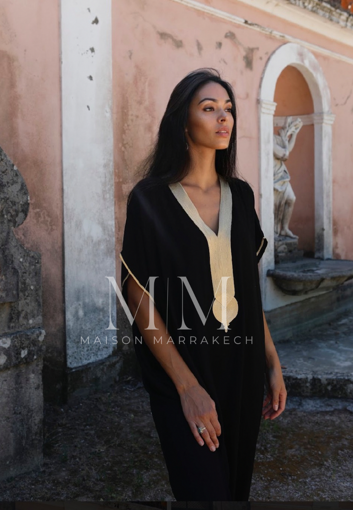 PREORDER-Black Gold Marrakech Gandoura -home dress, resort dress