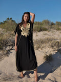 MM Black with Gold Embroidery Marrakech Resort Kaftan -Moroccan Kaftan