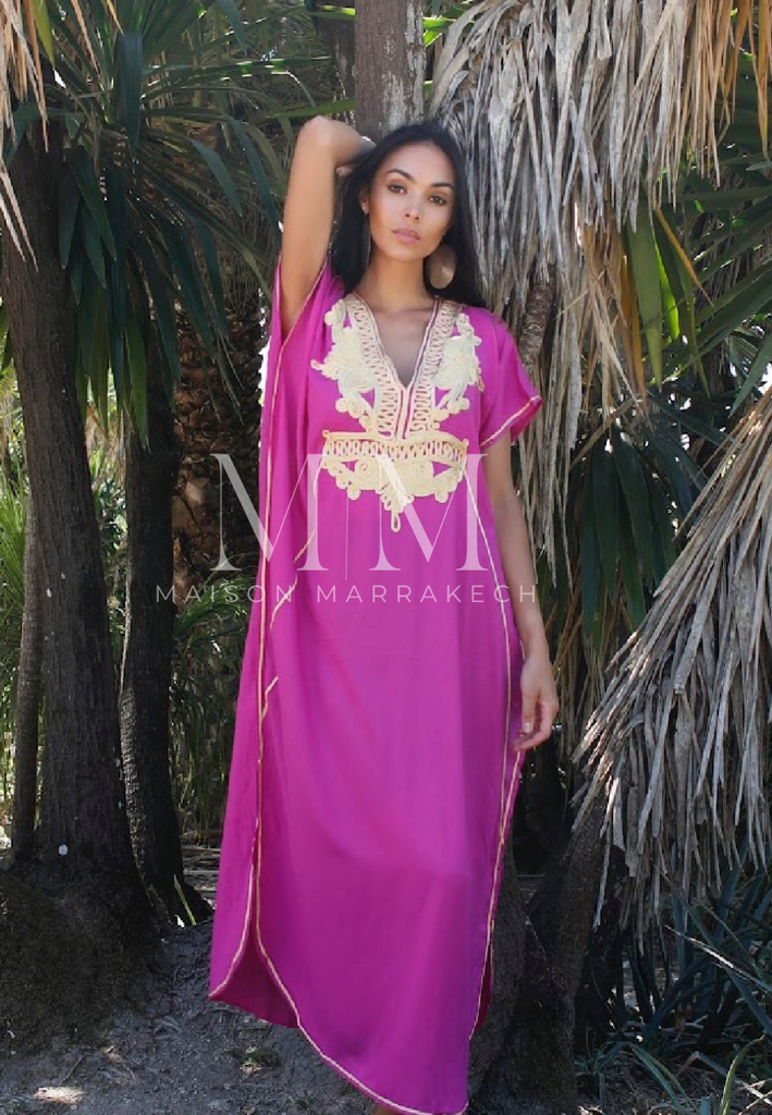 Fushia Pink Gold Marine Kaftan Caftan & Loungewear