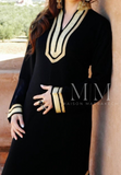 Black Kaftan Mariam Style - Moroccan Embroidered Cotton Kaftan